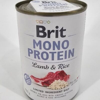 BRIT LATA PERRO MONO PROTEIN CORDERO Y ARROZ 400 GR