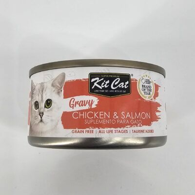 KIT CAT LATA GATO GRAVY POLLO Y SALMON 70 GR