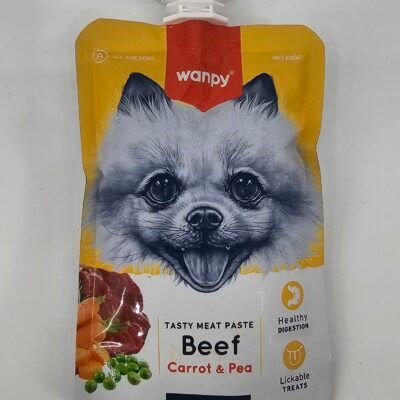WANPY PERRO SNACK TERNERA ZANAHORA Y ARVEJAS 90 GR