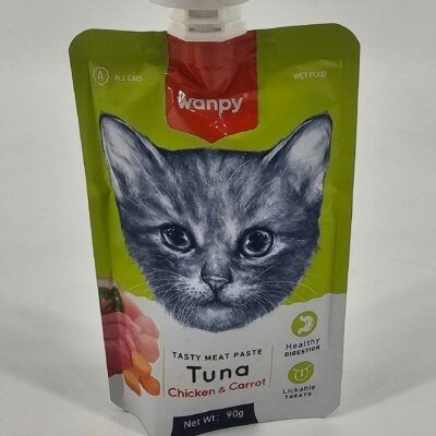 WANPY GATO SNACK SALMON POLLO Y ZANAHORIA 90 GR