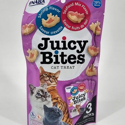 INABA JUICY BITES GATO CAMARON Y MIX DE MARISCOS X 3 (PACKS)