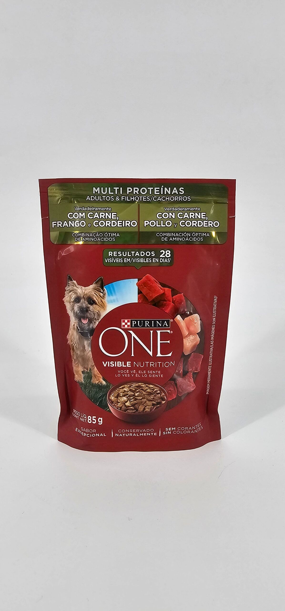 PURINA ONE PERRO VISIBLE NUTRITION MULTI PROTEINAS CARNE POLLO Y CORDERO 85 GR