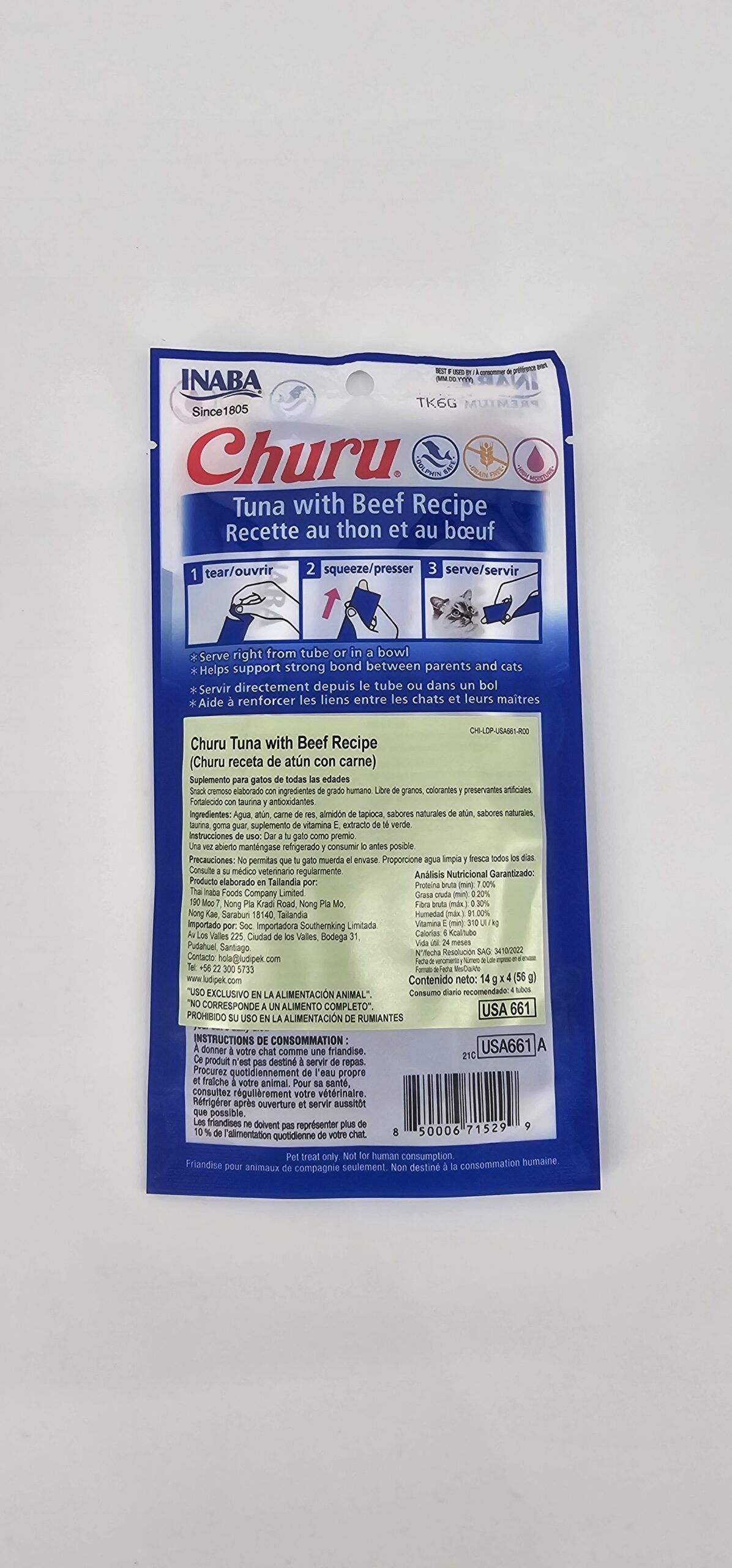 CHURU GATO ATUN CON CARNE 14 GR X 4 (U) - Imagen 2