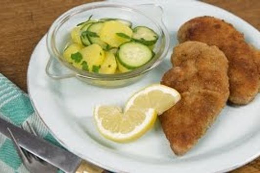 Fasanenbrustschnitzel mit Kartoffelsalat