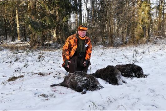 Schnelle Sauen im Schnee - Drückjagd in Masuren Teil 2