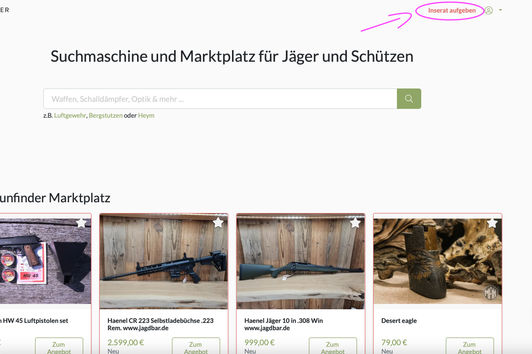 Gebrauchte Waffen verkaufen via Gunfinder.de