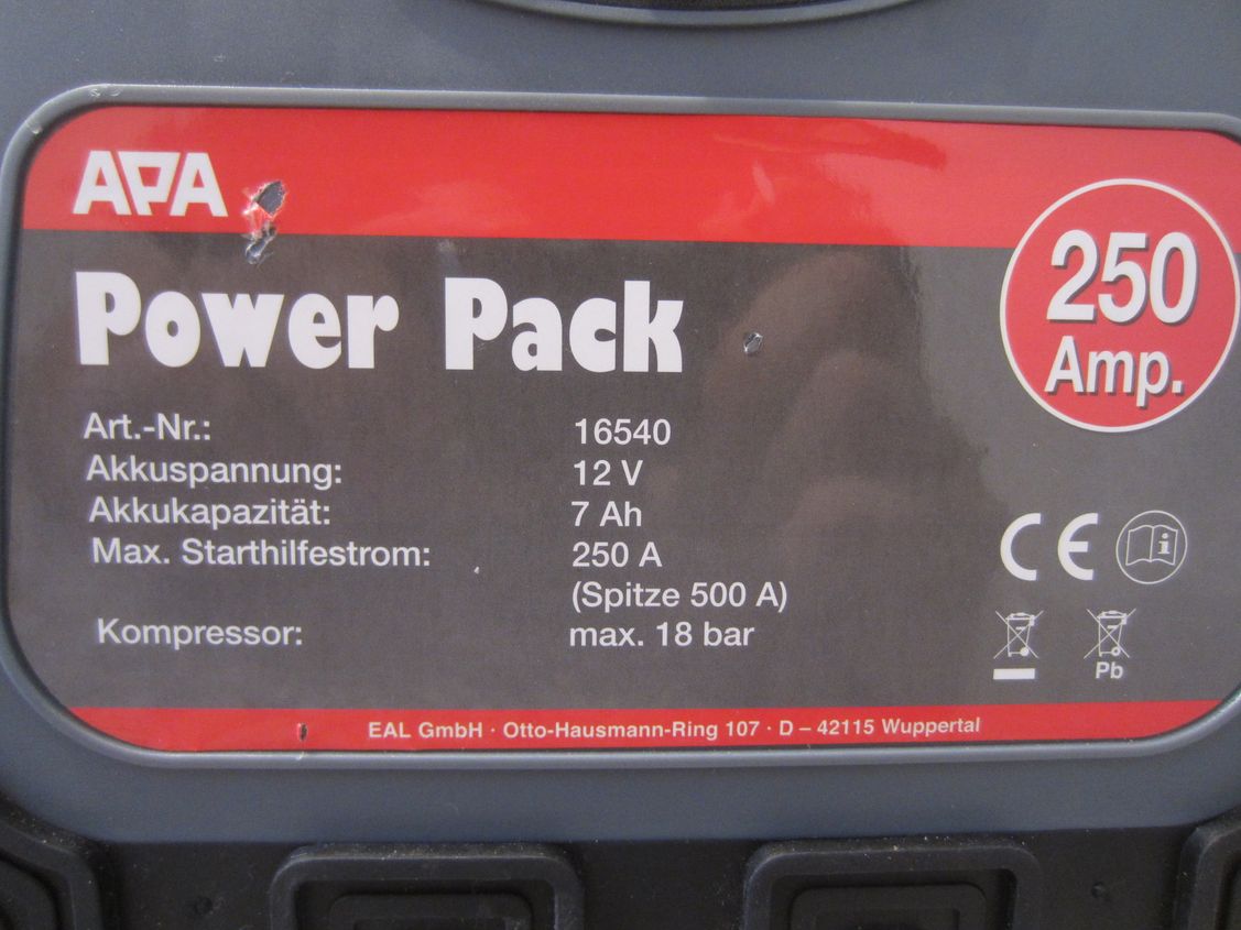 APA 16540 Power Pack, mit Kompressor und Starthilfe, 12 V 