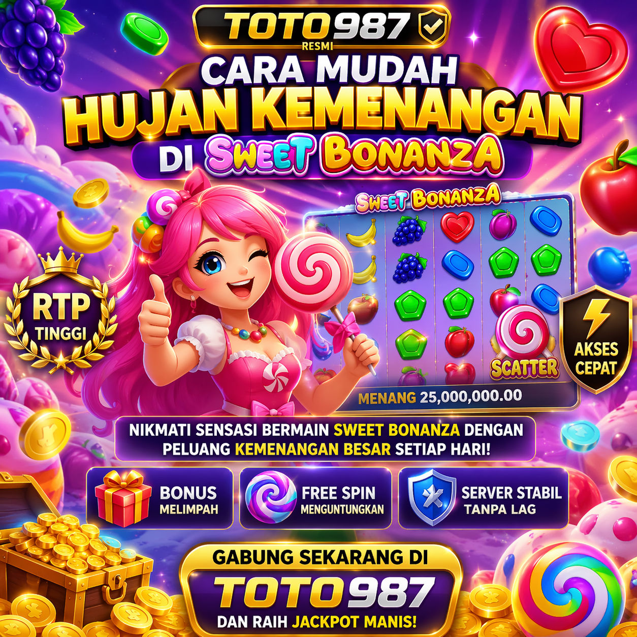 TOTO987 Resmi: Cara Mudah Hujan Kemenangan di Sweet Bonanza