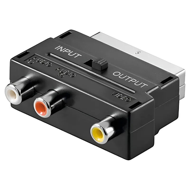 Αντάπτορας Scart Σε 3 RCA Θηλυκό Με Διακόπτη Αντάπτορας Scart Σε 3 RCA Θηλυκό Με Διακόπτη