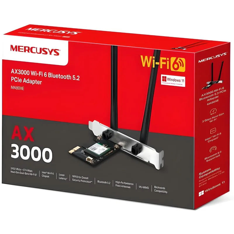 Ασύρματη Κάρτα Wi-Fi 6 & Bluetooth 5.3 PCIe 2402Mbps Mercusys MA80XE Ασύρματη Κάρτα Wi-Fi 6 & Bluetooth 5.3 PCIe 2402Mbps Mercusys MA80XE