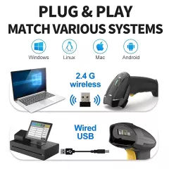 Barcode Scanner 1D Ενσύρματο & Ασύρματο 800mAh Μαύρο GTCODESTAR X-620F Barcode Scanner 1D Ενσύρματο & Ασύρματο 800mAh Μαύρο GTCODESTAR X-620F