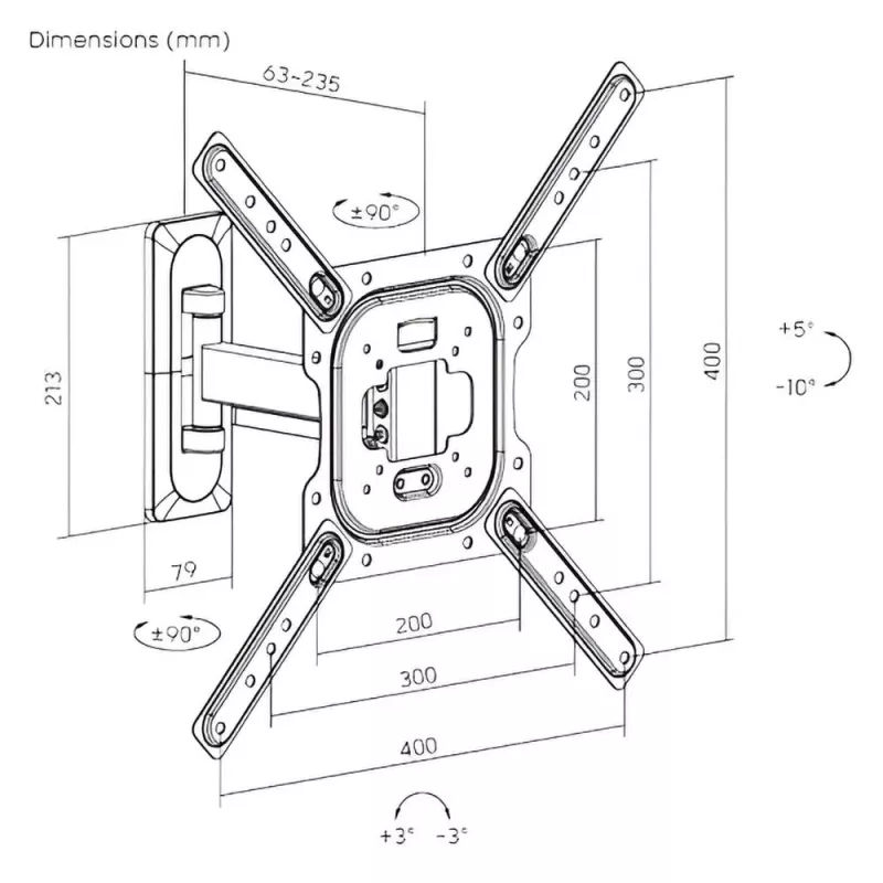 Βάση Τηλεόρασης Τοίχου 23"-65" Μαύρη ATC-8141 TV Wall Mount Full Motion Βάση Τηλεόρασης Τοίχου 23"-65" Μαύρη ATC-8141 TV Wall Mount Full Motion