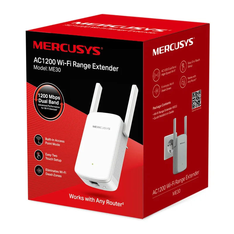 Ενισχυτής Σήματος Wi-Fi Extender Dual Band 1200Mbps Mercusys ME30