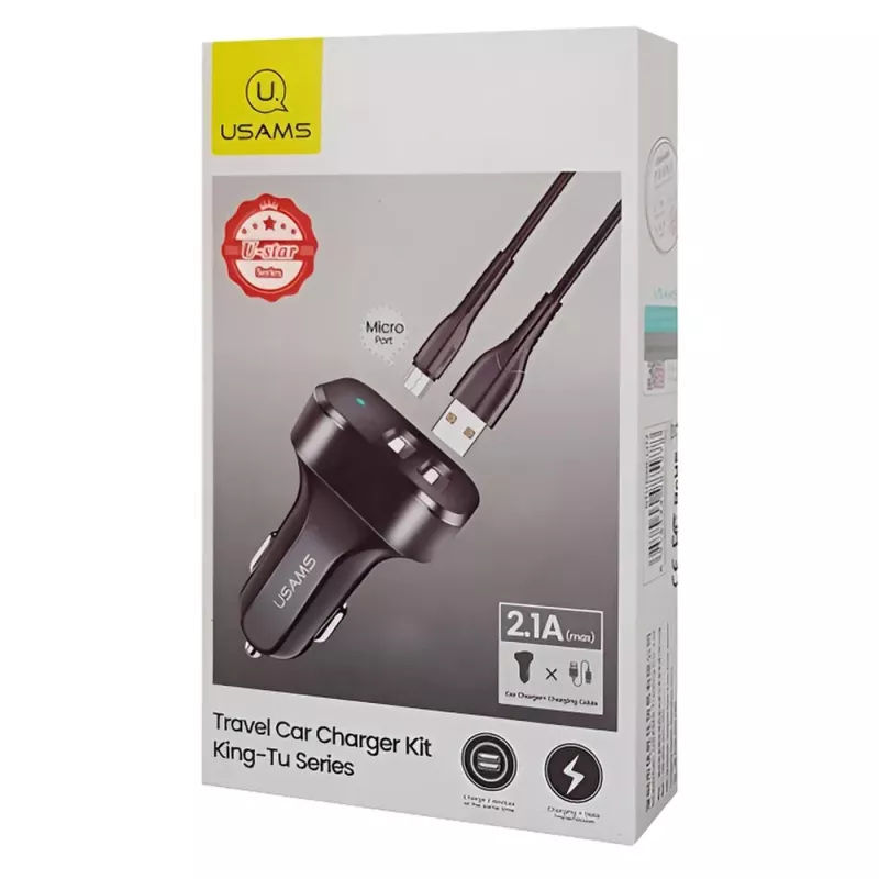 Φορτιστής Αυτοκινήτου 2xUSB 2.1A Με Καλώδιο Micro USB Car Phone Charger USAMS C13 Φορτιστής Αυτοκινήτου 2xUSB 2.1A Με Καλώδιο Micro USB Car Phone Charger USAMS C13