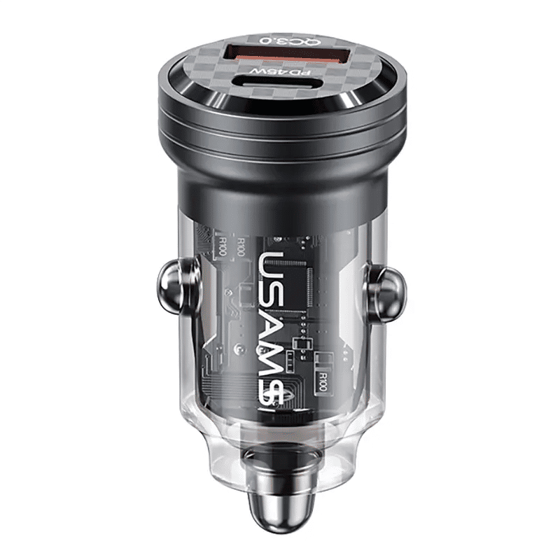 Φορτιστής Αυτοκινήτου 45W USB-C & USB-A Διαφανής USAMS US-CC175 Φορτιστής Αυτοκινήτου 45W USB-C & USB-A Διαφανής USAMS US-CC175