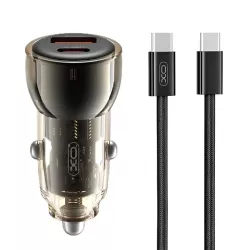 Φορτιστής Αυτοκινήτου Διαφανής Καφέ USB-C Και USB-A 60W XO CC60 Φορτιστής Αυτοκινήτου Διαφανής Καφέ USB-C Και USB-A 60W XO CC60