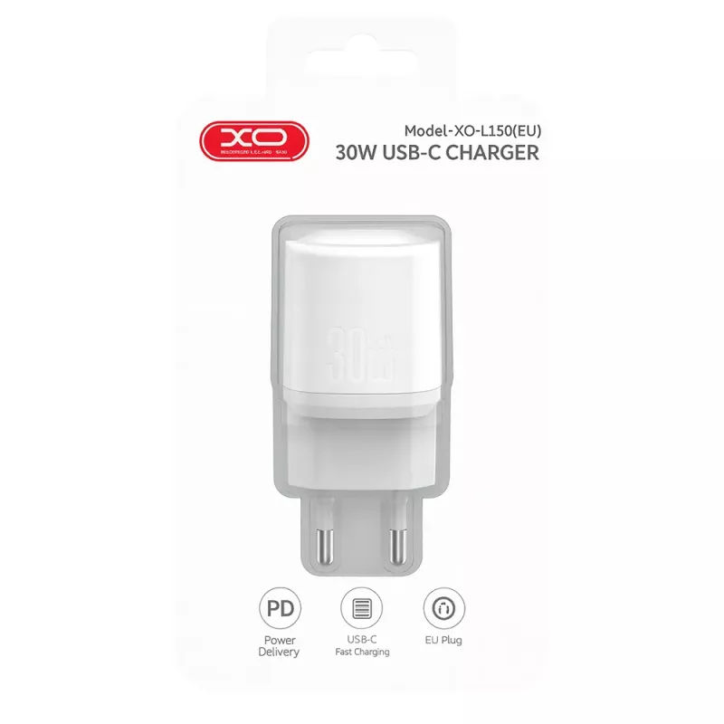Φορτιστής Τοίχου Λευκός 30W USB-C PD PPS XO L150 Φορτιστής Τοίχου Λευκός 30W USB-C PD PPS XO L150