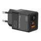 Φορτιστής Τοίχου Μαύρος 35W USB & USB-C Με Οθόνη GaN POWERTECH PT-1499 Φορτιστής Τοίχου Μαύρος 35W USB & USB-C Με Οθόνη GaN POWERTECH PT-1499
