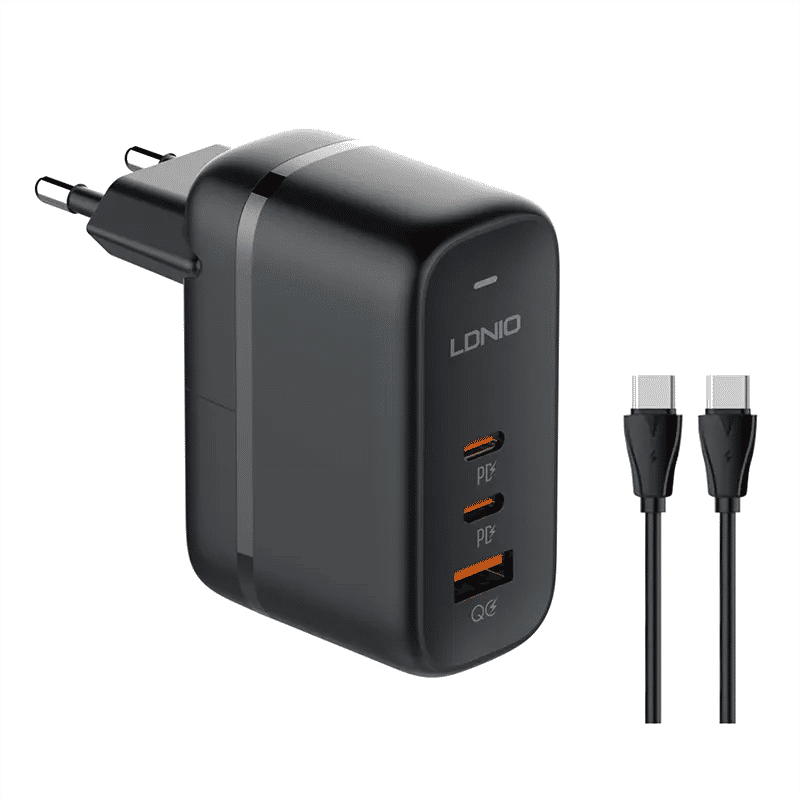 Φορτιστής Τοίχου Μαύρος 65W 2x USB-C & USB-A PD GaN LDNIO Q366 Φορτιστής Τοίχου Μαύρος 65W 2x USB-C & USB-A PD GaN LDNIO Q366
