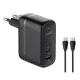 Φορτιστής Τοίχου Μαύρος 65W 2x USB-C & USB-A PD GaN LDNIO Q366 Φορτιστής Τοίχου Μαύρος 65W 2x USB-C & USB-A PD GaN LDNIO Q366