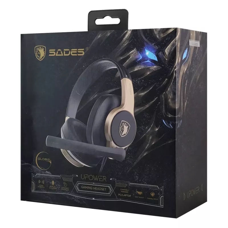 Gaming Headset Μαύρο Χρυσό 3.5mm 40mm SADES UPOWER Gaming Headset Μαύρο Χρυσό 3.5mm 40mm SADES UPOWER