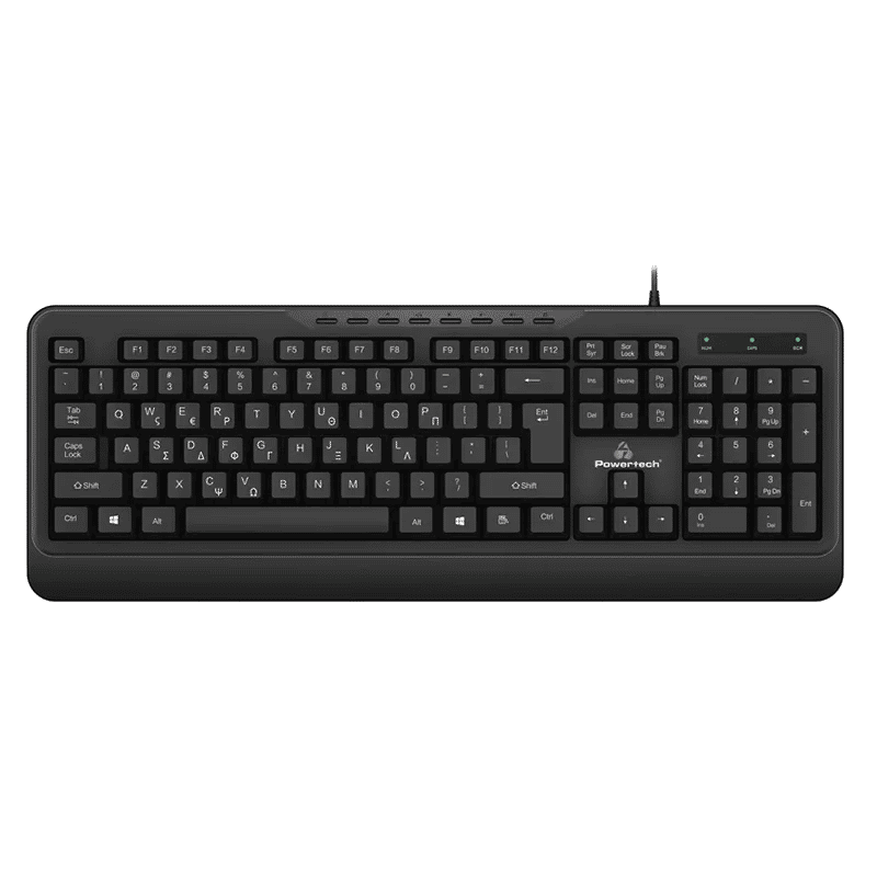 Πληκτρολόγιο Ενσύρματο Multimedia EN/GR Μαύρο Powertech PT-1066