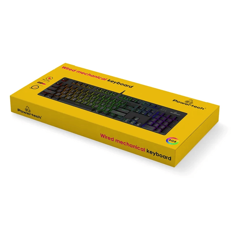 Πληκτρολόγιο Gaming Μηχανικό Ενσύρματο RGB Μαύρο Powertech PT-1254 Πληκτρολόγιο Gaming Μηχανικό Ενσύρματο RGB Μαύρο Powertech PT-1254