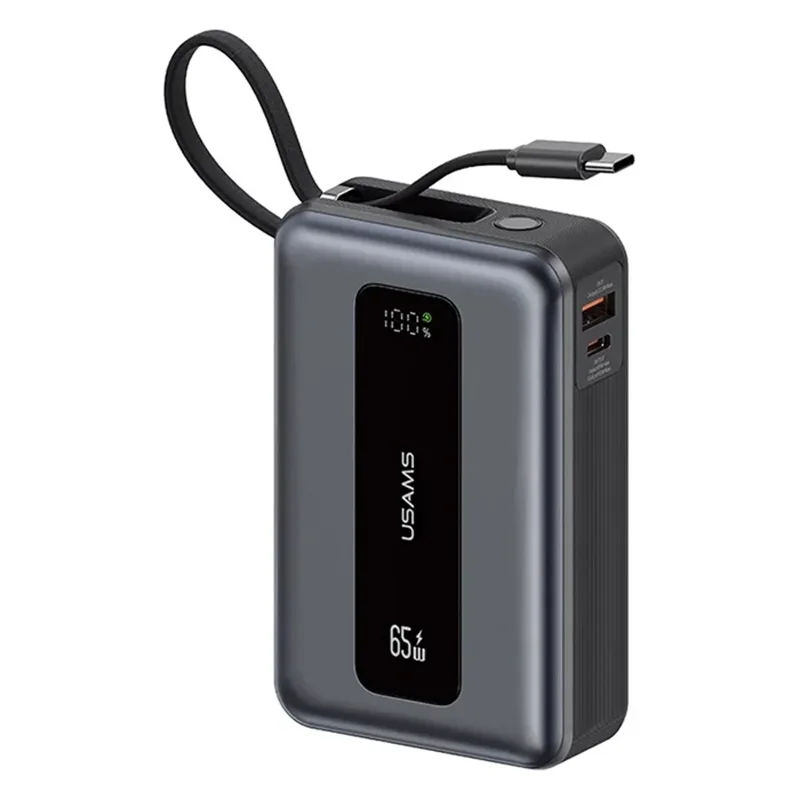 Power Bank 20000mAh 65W Με USB-A USB-C & Ενσωματωμένο Καλώδιο Γκρι Usams CD243 Power Bank 20000mAh 65W Με USB-A USB-C & Ενσωματωμένο Καλώδιο Γκρι Usams CD243