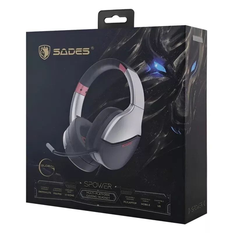 Gaming Headset Multi-Platform 3.5mm 40mm Ασημί SADES SPOWER Gaming Headset Multi-Platform 3.5mm 40mm Ασημί SADES SPOWER