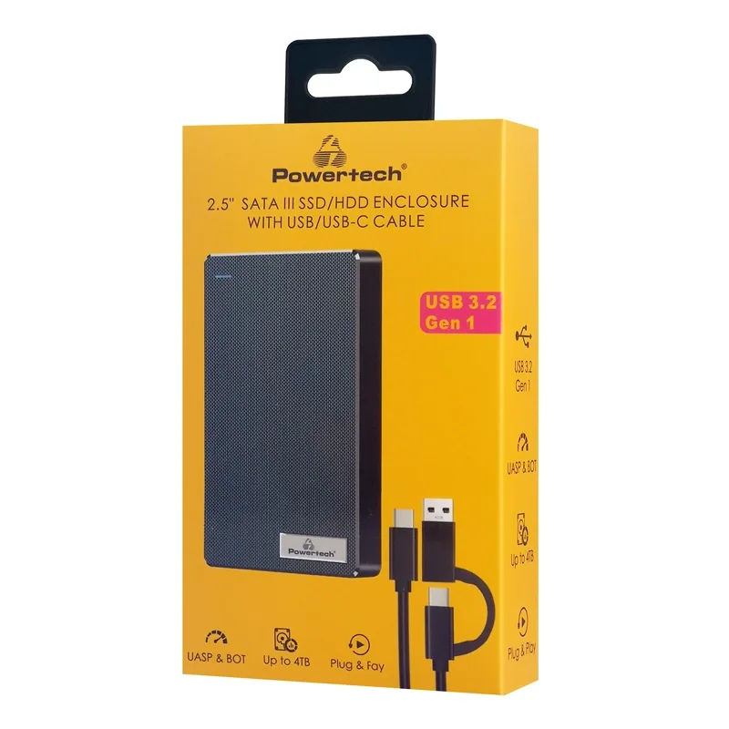 Θήκη Δίσκου 2.5" SATA HDD/SSD USB & USB-C 5Gbps Μαύρη Powertech PT-1232 Θήκη Δίσκου 2.5" SATA HDD/SSD USB & USB-C 5Gbps Μαύρη Powertech PT-1232