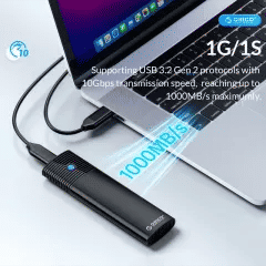Θήκη M.2 NVMe SSD USB-C 3.2 Gen2 10Gbps Αλουμινίου Μαύρη ORICO PWM2-G2-BK-EP Θήκη M.2 NVMe SSD USB-C 3.2 Gen2 10Gbps Αλουμινίου Μαύρη ORICO PWM2-G2-BK-EP