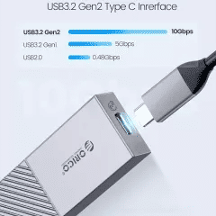 Θήκη M.2 NVMe SSD USB & USB-C 10Gbps Αλουμινίου Γκρι ORICO M206C3-G2 Θήκη M.2 NVMe SSD USB & USB-C 10Gbps Αλουμινίου Γκρι ORICO M206C3-G2