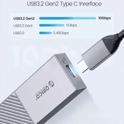 Θήκη M.2 NVMe SSD USB & USB-C 10Gbps Αλουμινίου Γκρι ORICO M206C3-G2 Θήκη M.2 NVMe SSD USB & USB-C 10Gbps Αλουμινίου Γκρι ORICO M206C3-G2
