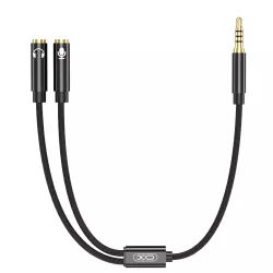 Καλώδιο Splitter Ήχου 3.5mm 4pin Σε 2x 3.5mm Ακουστικών & Μικροφώνου Μαύρο - Audio Splitter Cable With Microphone XO NB-R197