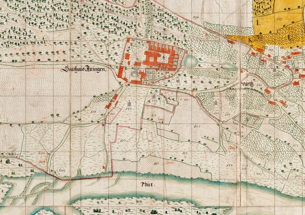 Detail aus Josephus Wechs Güterkarte, 1745, Staatsarchiv Thurgau, 7'42'557