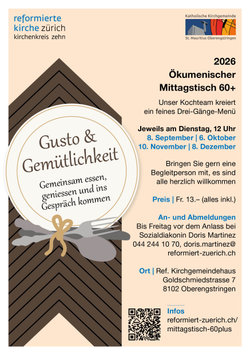 ökumenischer Mittagstisch 60+ Gusto & Gemütlichkeit
