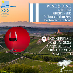Wine&Dine4 Rote auf dem See. Barbaresco erleben Schifffahrt auf dem Greifensee