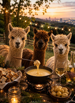 Fondue inmitten Alpakas