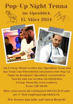 Pop Up Abend im Alpenblick Tenna