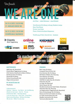 Chorkonzerte WE ARE ONE – VoceSonante singt in Wil und Bazenheid