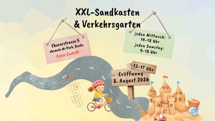 Eröffnung XXL-Sandkasten und Kinder-Verkehrsgarten in Buchs