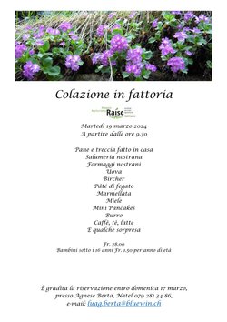 Colazione in fattoria e Pasqua all'Agriturismo Rasìc