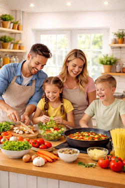 Kinder kochen für ihre Familien