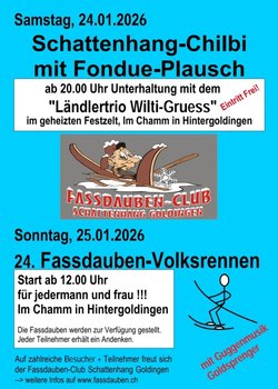 Schattenhang-Chilbi mit Fondue-Plausch, Unterhaltung Ländlertrio Wilti-Gruess