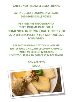 Polenta offerta alla pista Fornas