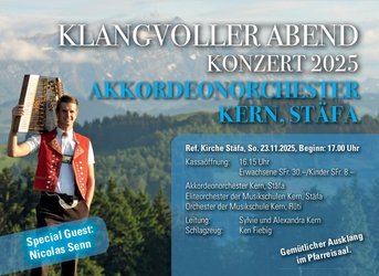 Klangvoller Abend Konzert Akkordeonorchester Kern Stäfa mit Gast Nicolas Senn