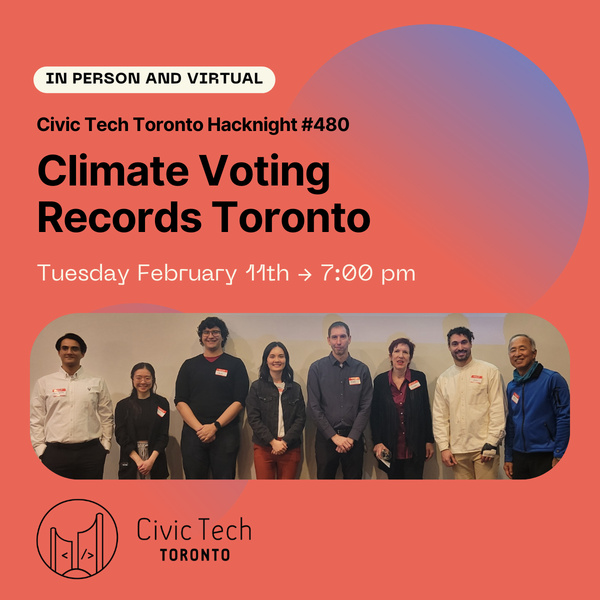 Event Cover Photo for Civic Hacknight #480: Climate Voting Records Toronto