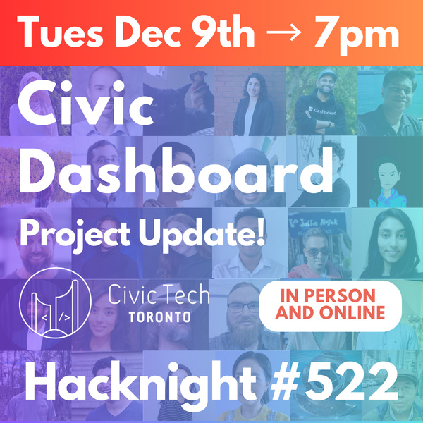 Event Cover Photo for Civic Hacknight #522: Civic Dashboard – Project Update!