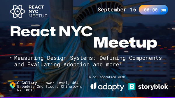 Event Cover Photo for React.NYC Meetup - Defining Components in Design Systems & more
