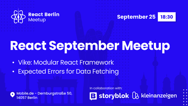 Event Cover Photo for React Berlin Meetup: the next generation of React framework & more